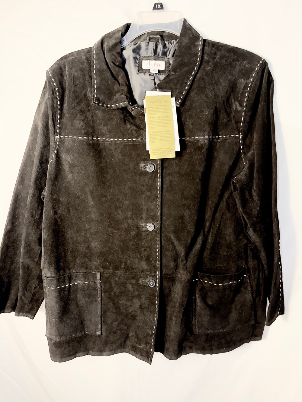 Denim & Co. Black suede button-front jacket